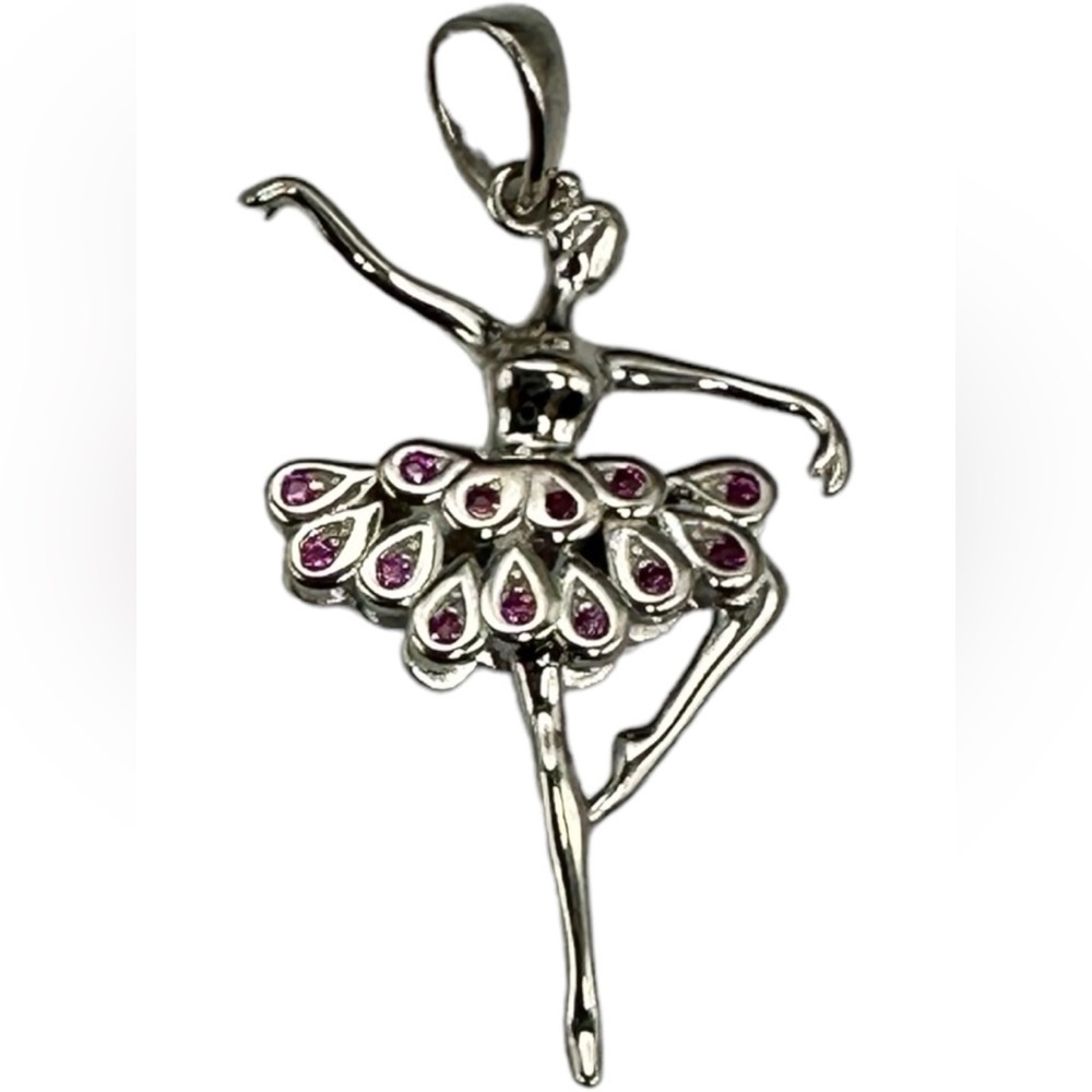 Sterling Silver Ballerina Ruby CZ Pendant 925 Sterling Silver BEAUTIFUL NEW! - Picture 13 of 14